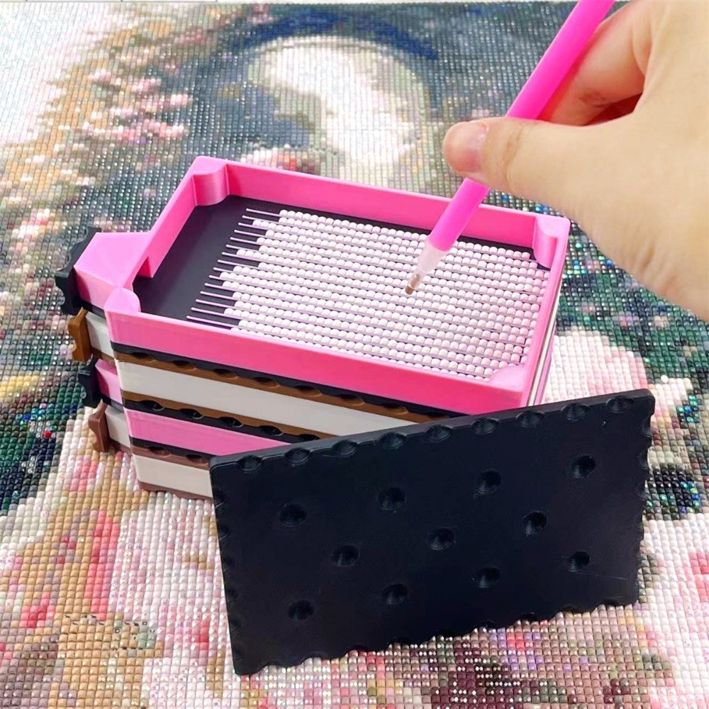 Resin Art Case - ชุดอุปกรณ์งานฝีมือ DIY สำหรับงานปักเพชร พร้อมฝาปิด กล่องเก็บอุปกรณ์รูปทรงบิสกิต จานสำหรับใส่เม็ดเพชร