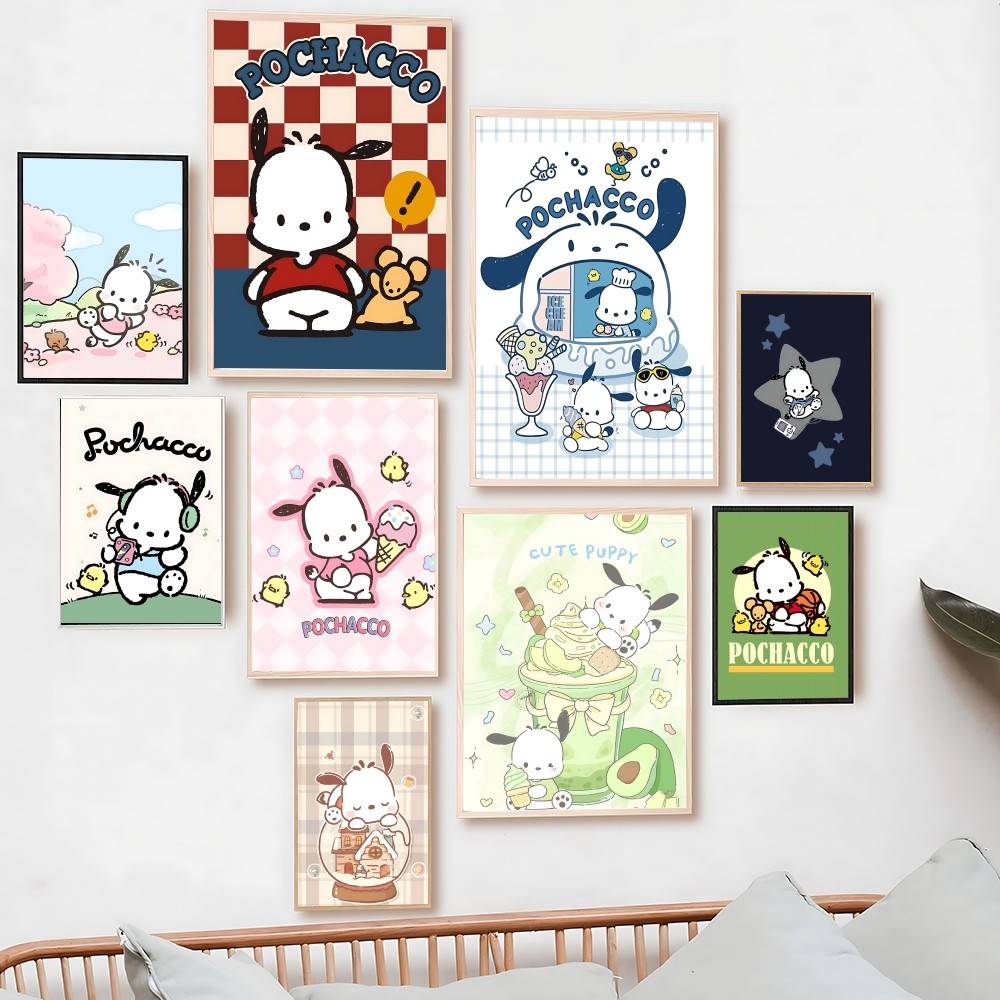 Resin Art Wallpaper - ชุดวาดภาพเพชร Pochacco ลายการ์ตูนสุนัขซานริโอ งานศิลปะ DIY ทำมือ