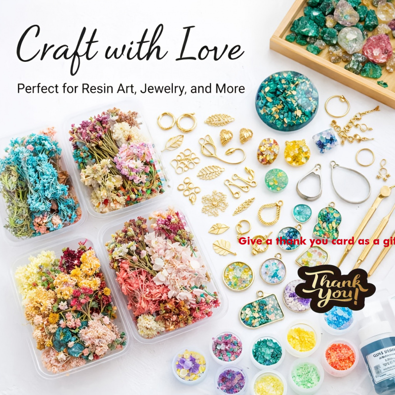 Resin Art Wedding Gift - ชุดดอกไม้แห้งผสม 10 กล่อง - ดอกไม้แห้งและใบไม้ประดิษฐ์สำเร็จรูป เหมาะสำหรับงานเรซิ่น