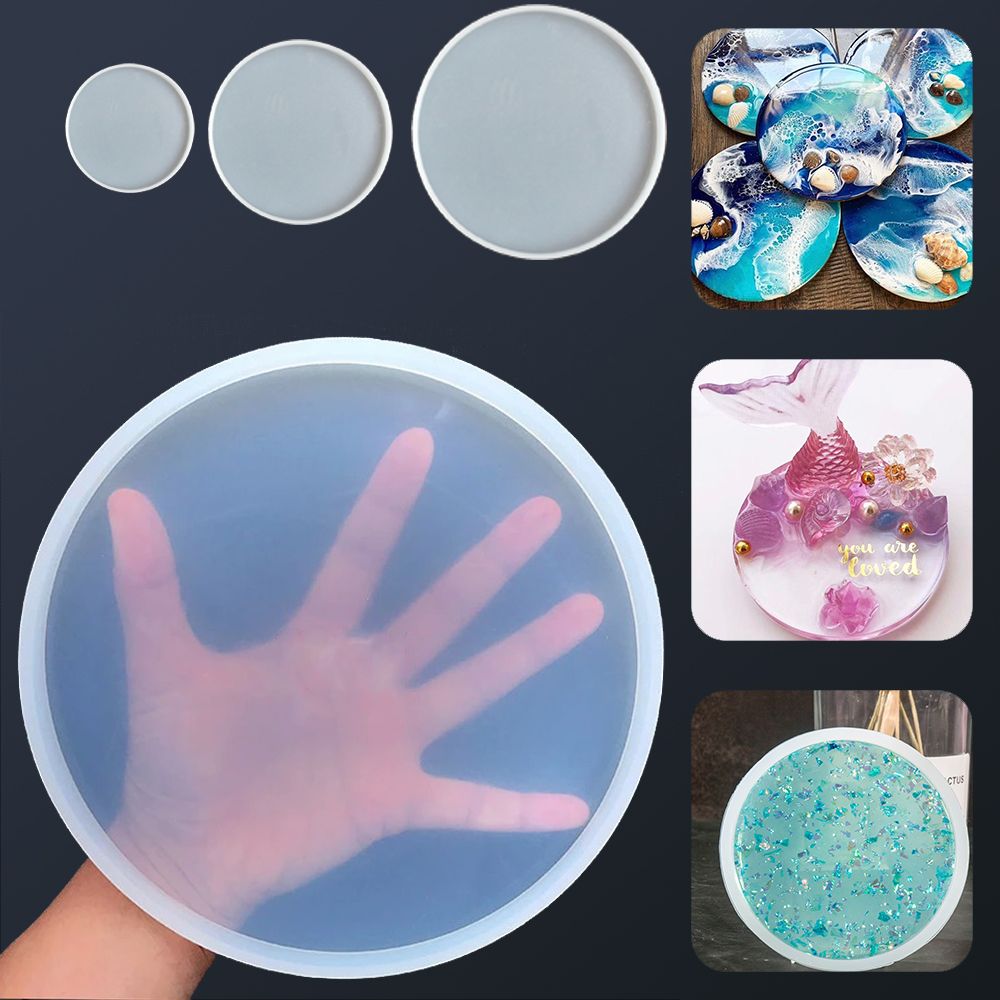 Resin Art Equipment - แม่พิมพ์หล่อเรซินถาดรองแก้วทรงกลมทำจากซิลิโคนอีพ็อกซี่จี้อาเกตทำเครื่องประดับ DIY เครื่องมือแม่พิมพ์